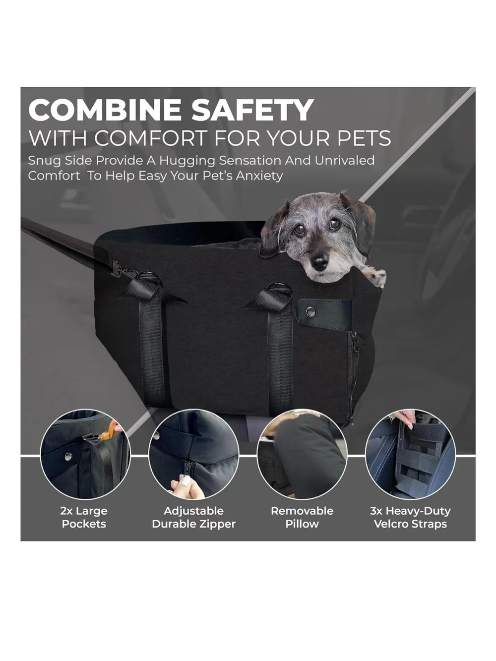 Pawseat Dog Safety Car Booster Seat & Carrier, Small, Black Color